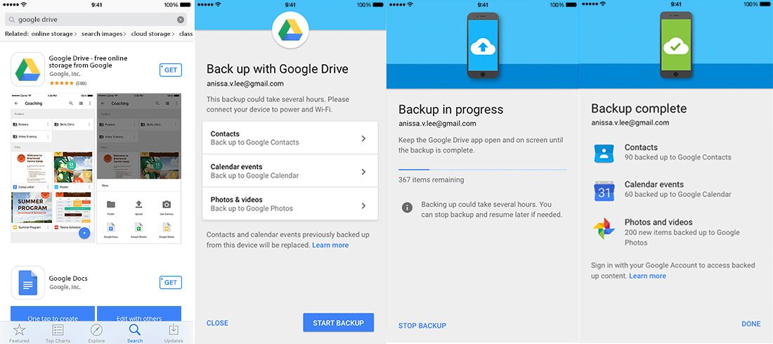 Google Drive iOS Backup