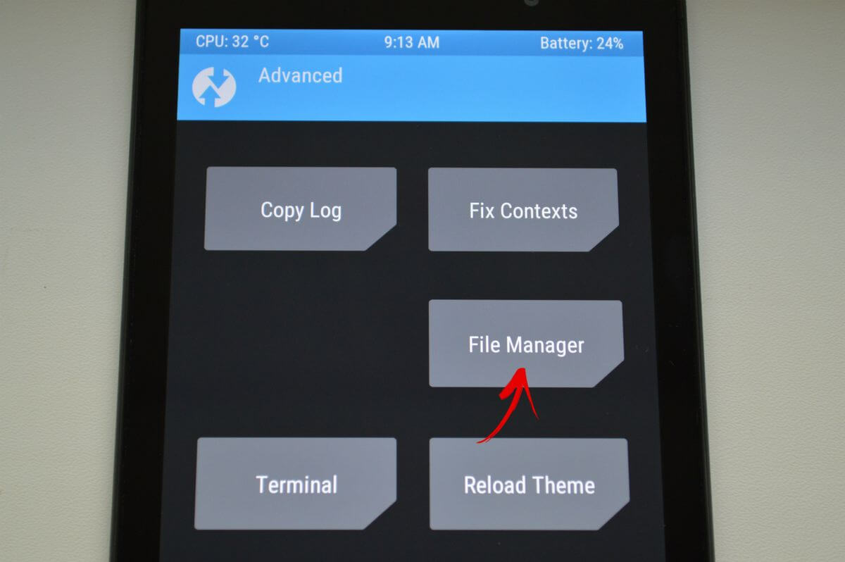 advanced settings in twrp recoevry