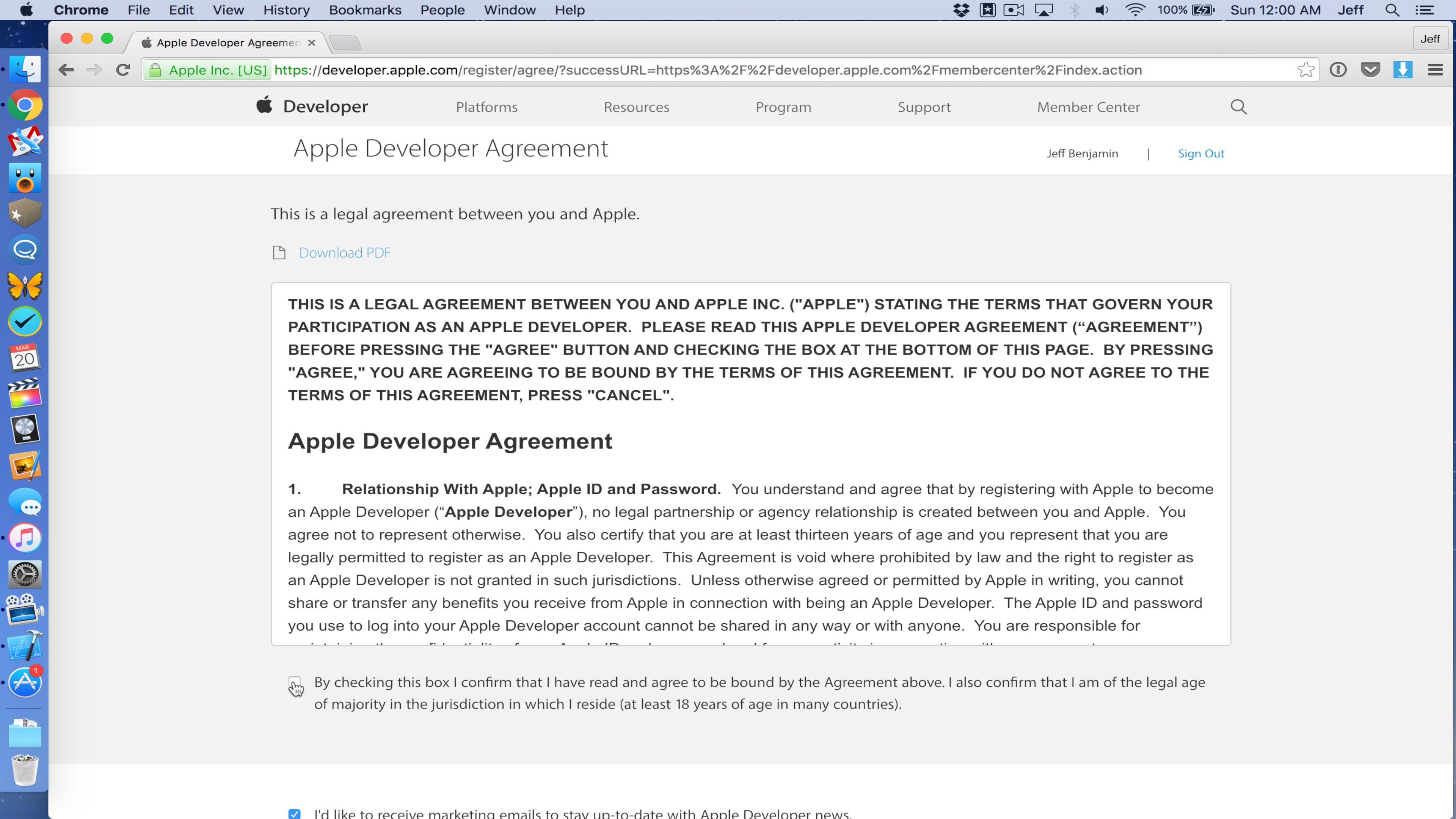 Apple Developer Agreement