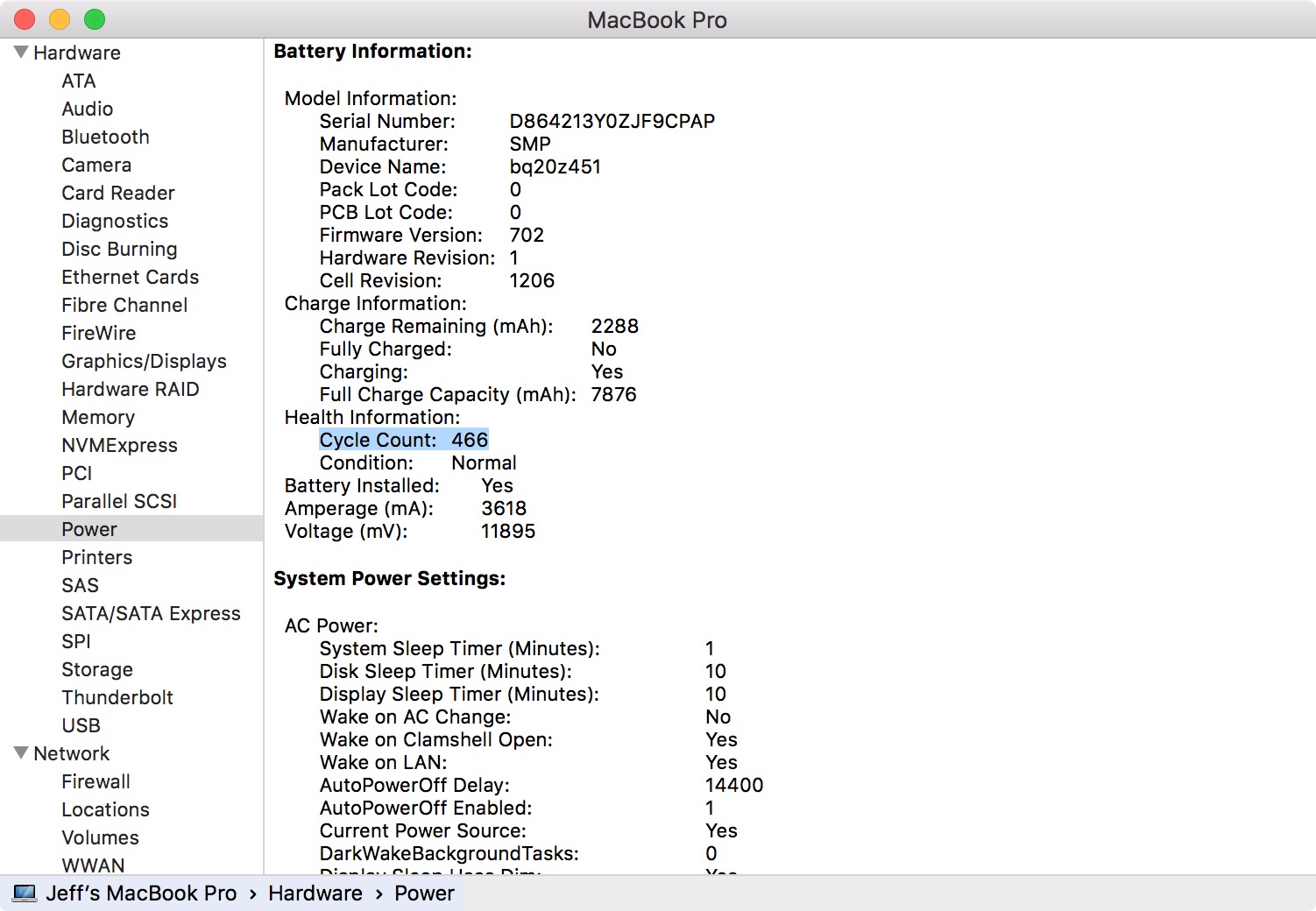Battery Cycle Count MacBook Pro with Retina Display