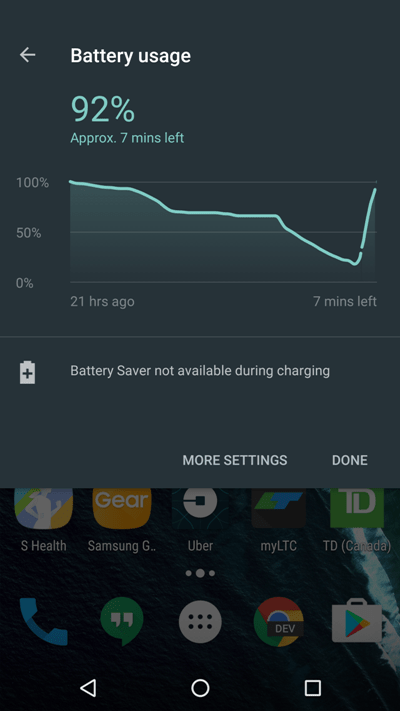 Android 7.0 Nougat статистика батареи