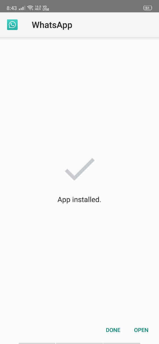 Installing GB WhatsApp APK Completed