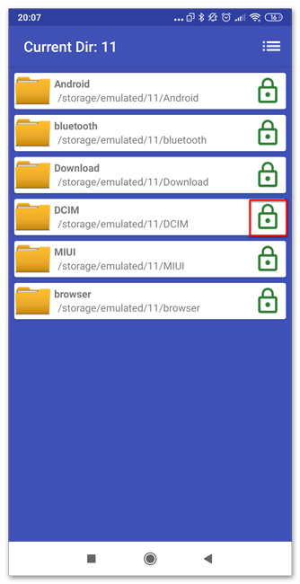 Блокировка папки в File & Folder Secure для Андроид