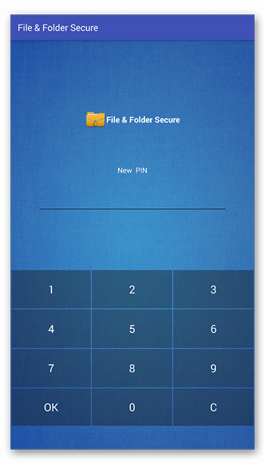 Установка пин-кода в File & Folder Secure для Андроид