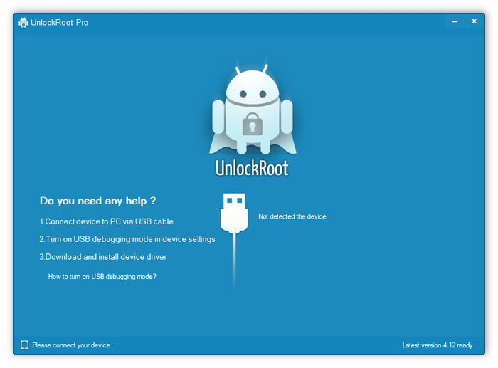 Подключение смартфона в Unlock Root для компьютера