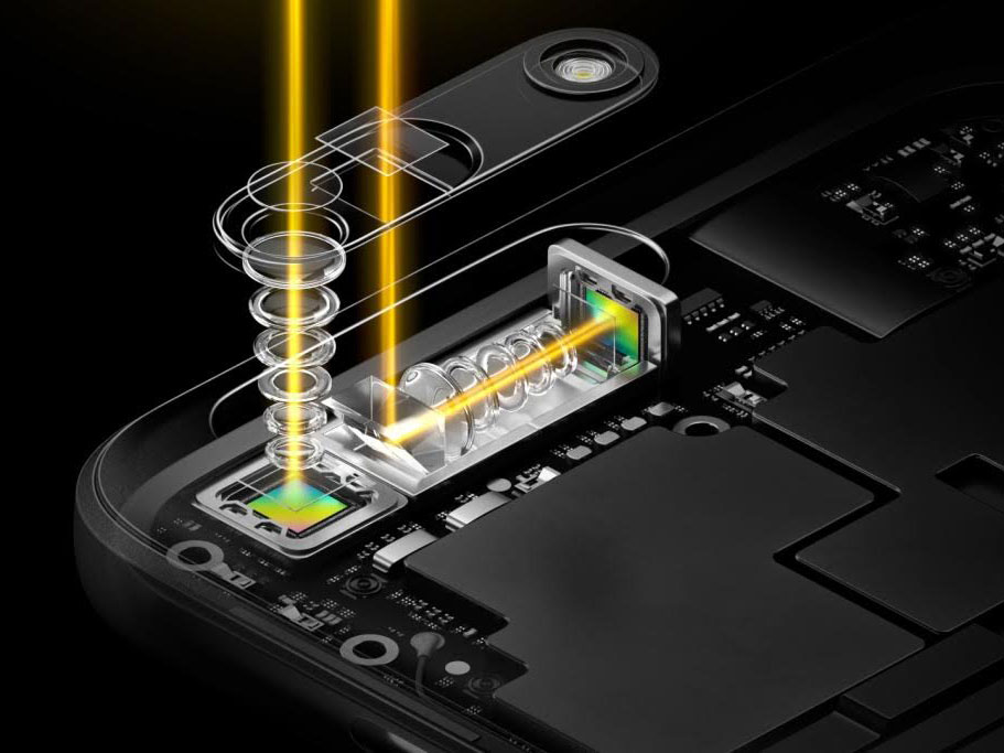 Illustration of folded optics used to create a dual-camera module -- Image by Oppo