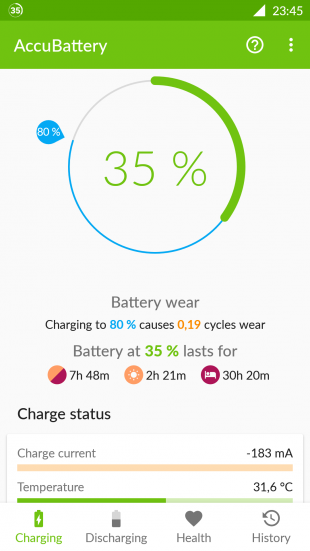 AccuBattery для Android: зарядка