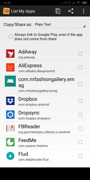 Android-приложения для резервного копирования: List My Apps