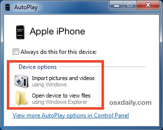 Transfer photos from iPhone to a Windows computer