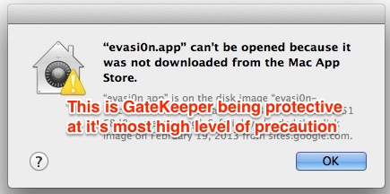 Strict gatekeeper warning about downloaded file and application