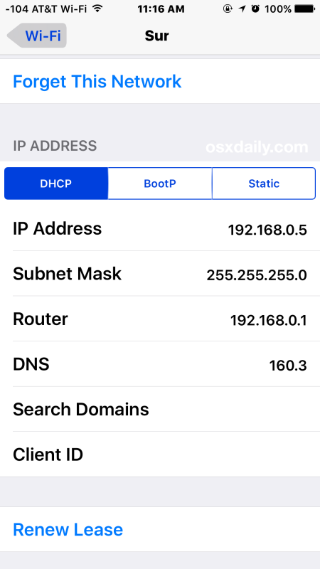 Find Wi-FI IP Address on iPhone or iPad