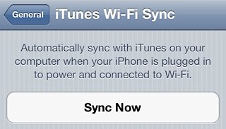 Start Wi-Fi Sync from iPhone
