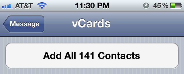 Import vCard contacts to iPhone