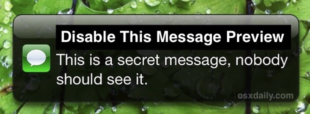 Disable the message preview on iPhone home screen