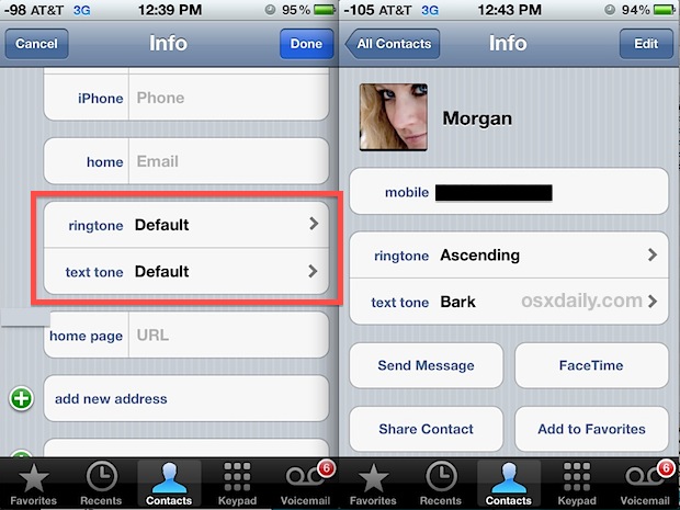 Set a custom ringtone per contact on iPhone
