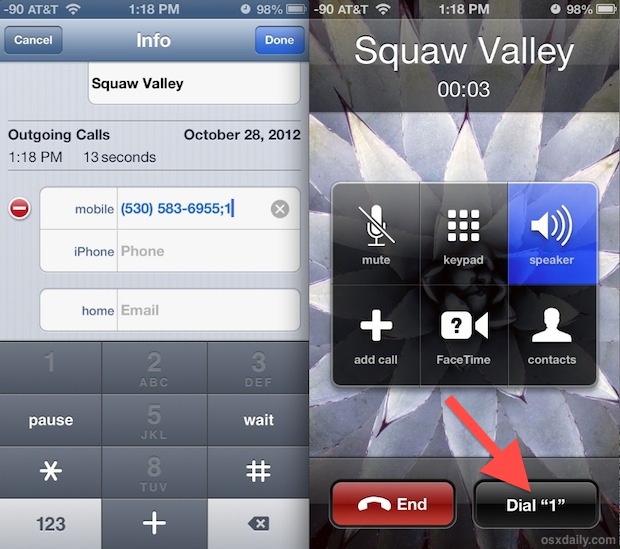 Add an Extension Dialing button to any iPhone contact