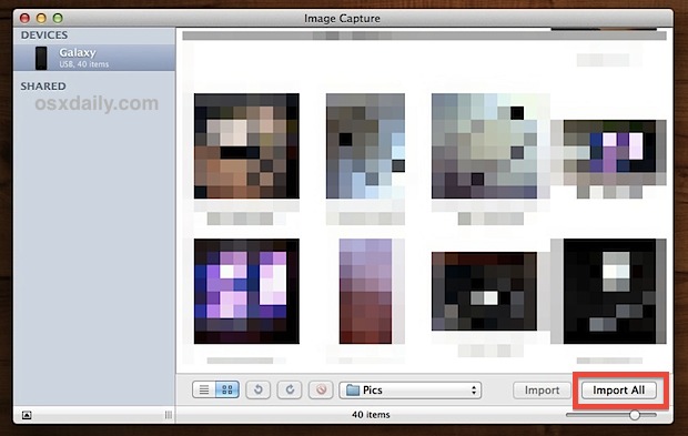 Transfer photos from Android to Mac with Image Capture