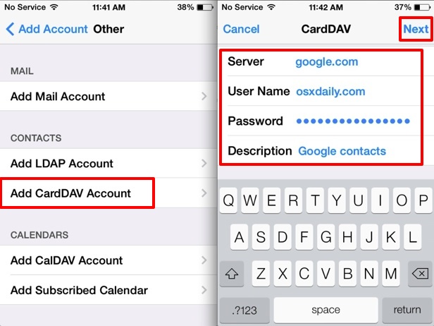 Transfer contacts from Android to an iPhone using Google Contacts