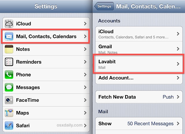 Remove an email account from the iPhone
