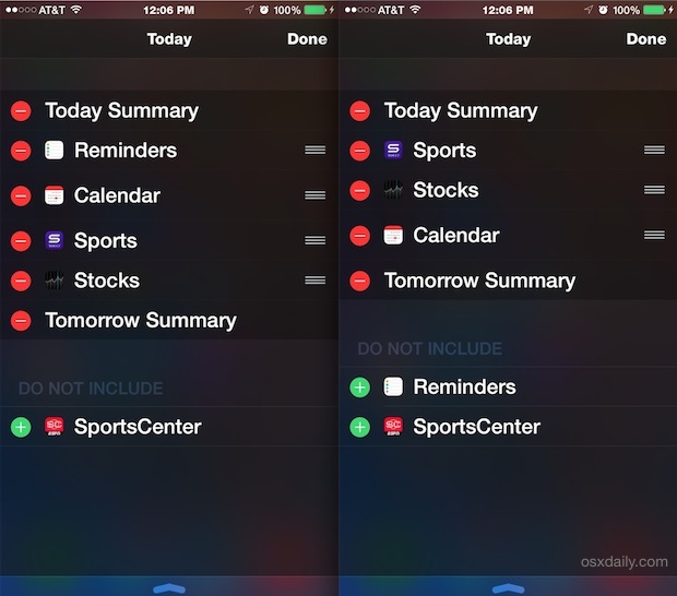 Rearranging Notifications & Widgets in iOS