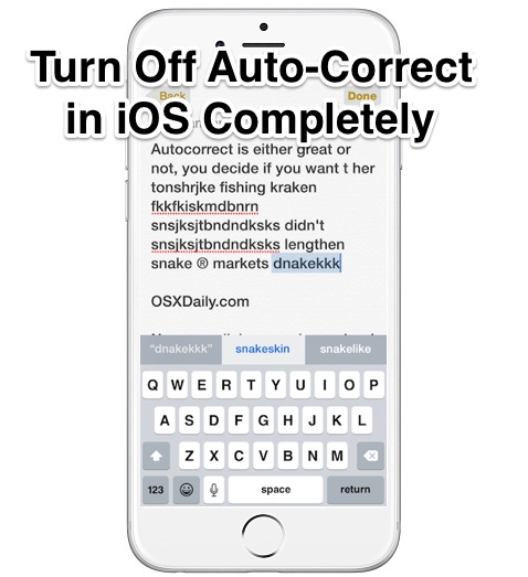 Turn Off Auto-Correct in iOS