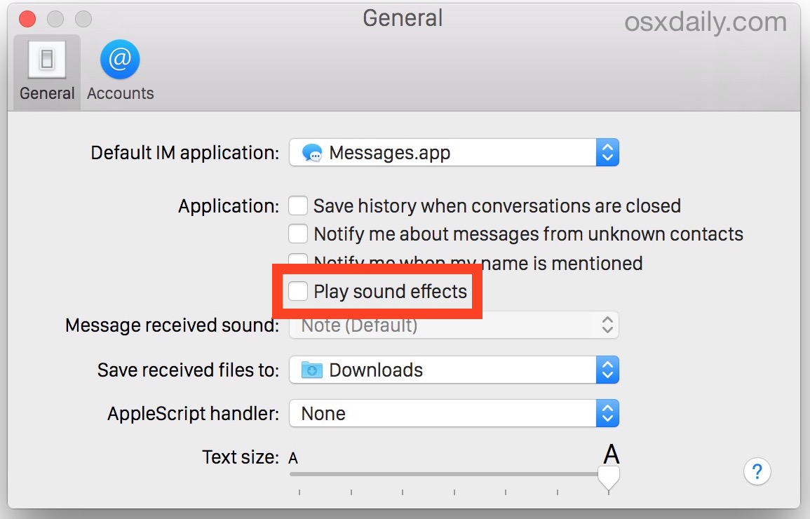 Stop Messages for Mac sound effects from playing