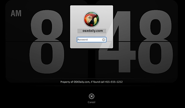 A screenshot of a Mac login screen in OS X Mavericks