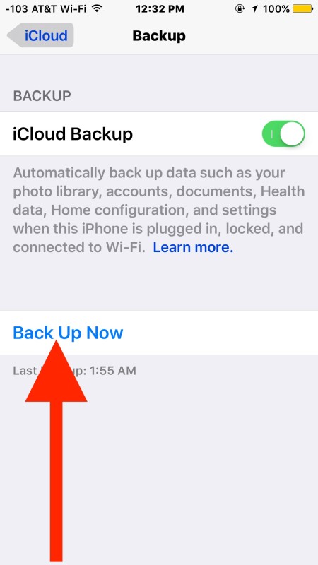 Back up the iPhone to iCloud
