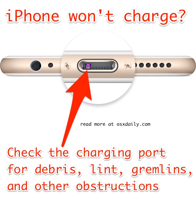 Check the port if iPhone is not charging
