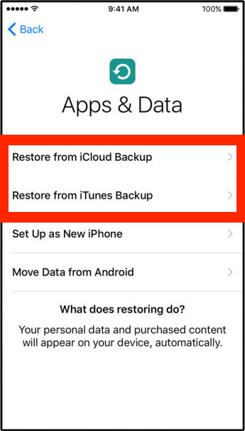 Restore iPhone from backup to migrate all data over