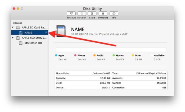 How to eject the SD card after it has been formatted