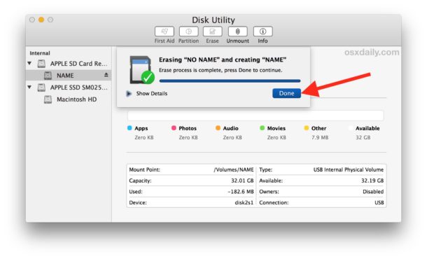 How to format an SD Card on Mac