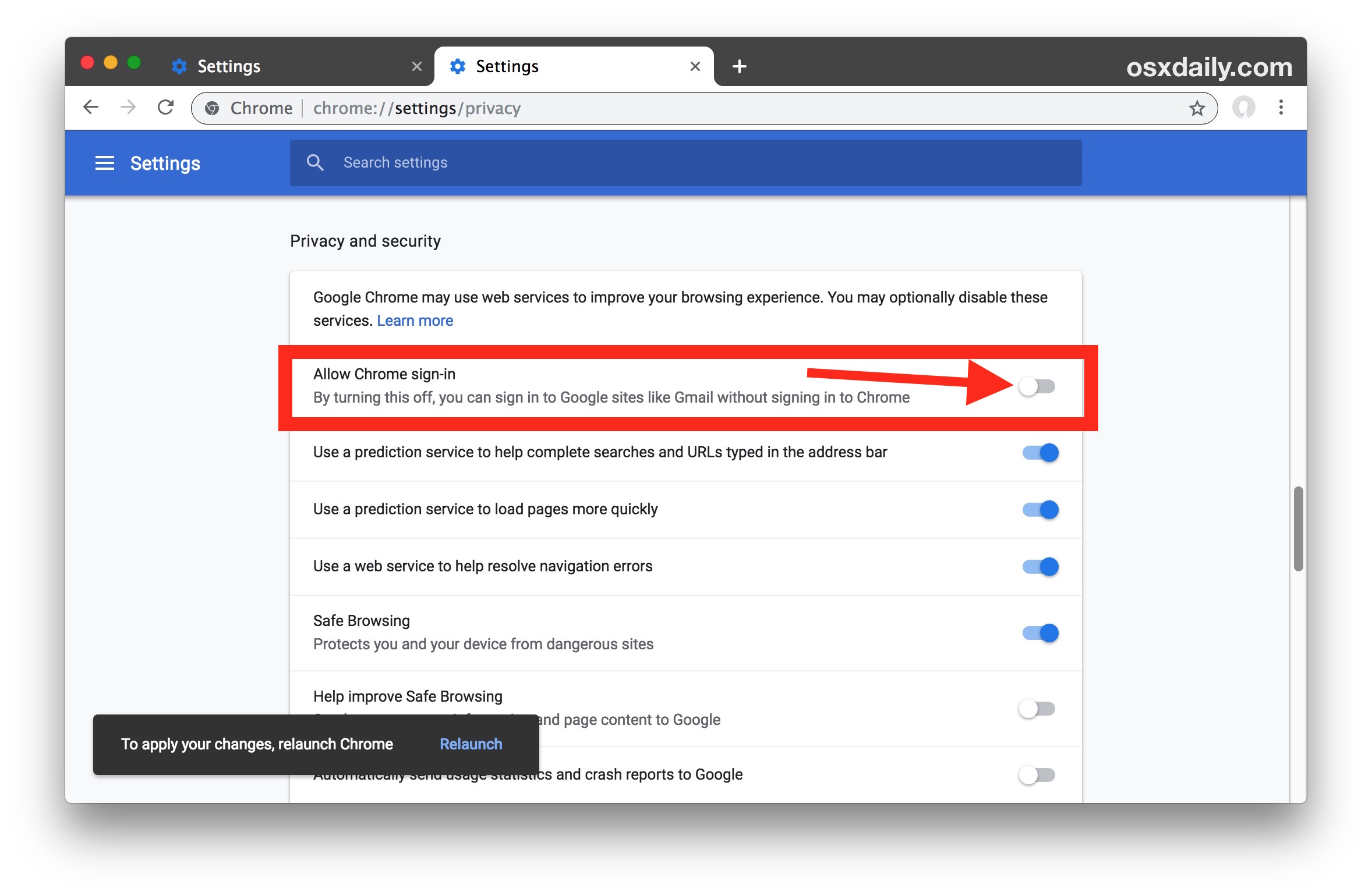 How to disable Chrome sign-in to Google