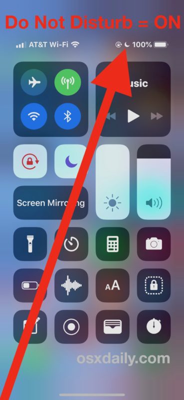 The Do Not Disturb enabled indicator on iPhone and iPad