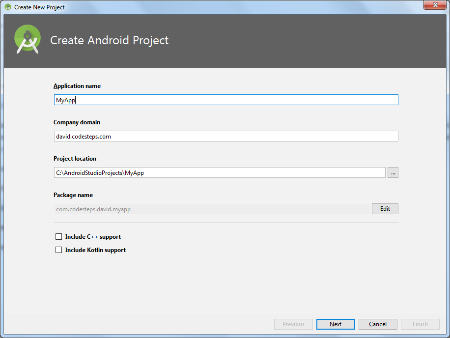 Android Studio - Create Android Project