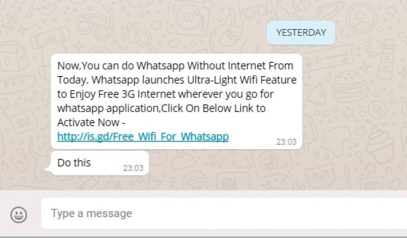 WhatsApp scam message
