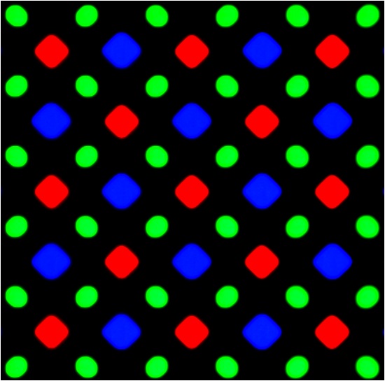 структура пикселей Diamond Pixel на AMOLED