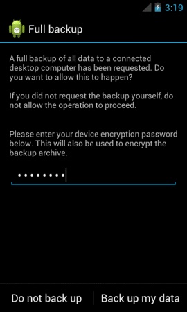 android full backup - backup my data