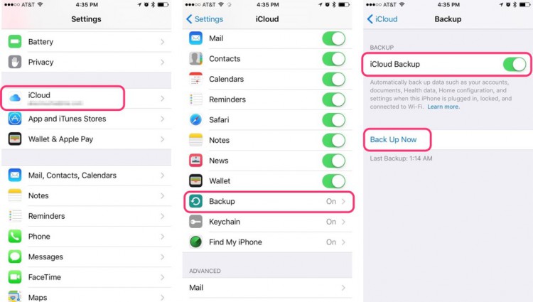 backup iphone apps to icloud