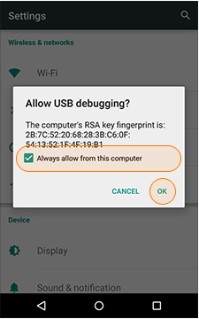 how to transfer photos from android to pc-allow USB debugging