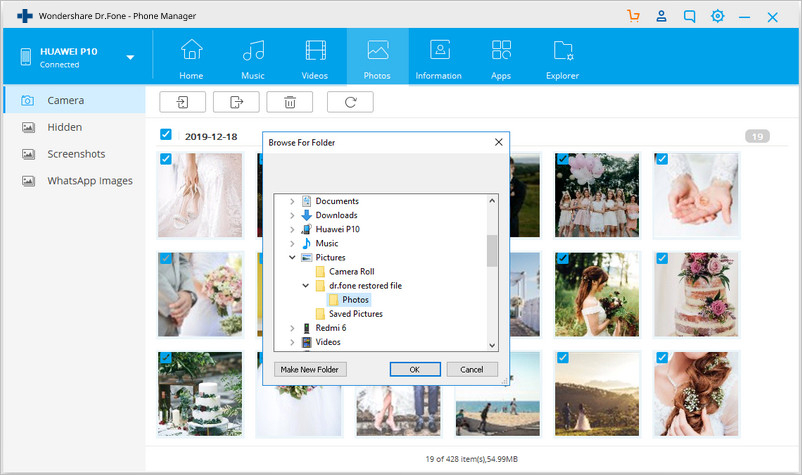 how to transfer photos from android to pc-select the location