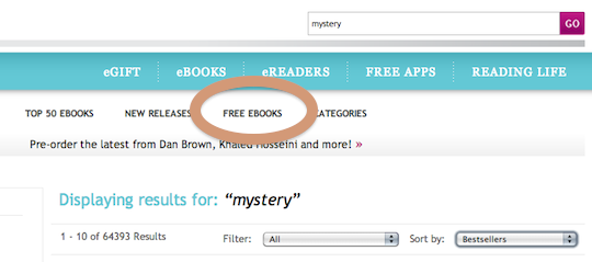 Find free ebooks on Kobo - perform a search