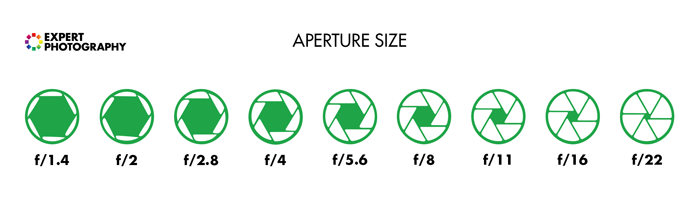 Diagram showing what the aperture scale looks like in reality