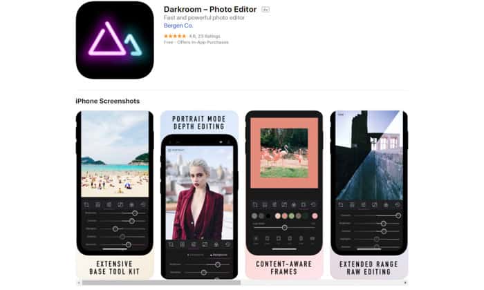 Screenshot of Darkroom - Photo Editor homepage - best photo editing apps for android & iPhone