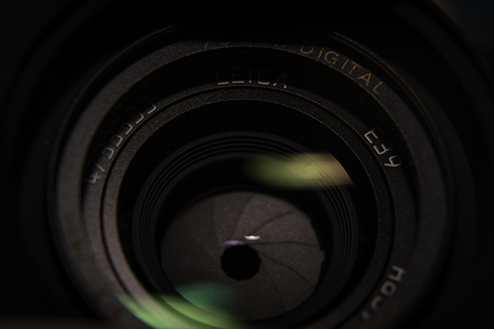 Close up image of the aperture opening in a lens