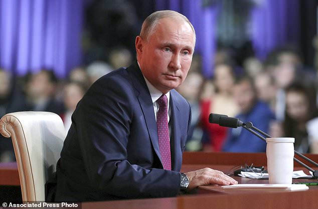 Russian President Vladimir Putin, seen at his annual news conference in Moscow on Thursday, called Preside