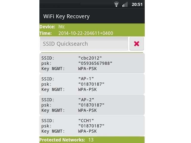 Wifi key recovery