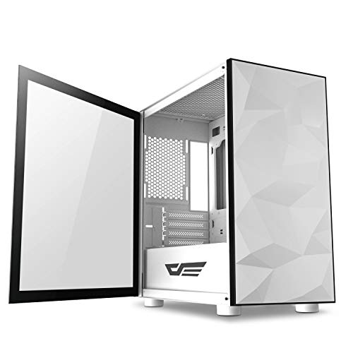 darkFlash Micro ATX Mini ITX Tower MicroATX Computer Case with Magnetic Design Wide Open Door Opening Swing Type Tempered Glass Side Panel (DLM21 White)