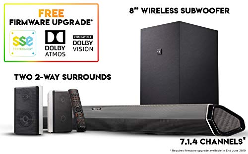 Nakamichi Shockwafe Pro 7.1Ch DTS:X 600W 45-Inch Sound Bar with 8" Subwoofer (Wireless) & 2-Way Rear Surround Speakers