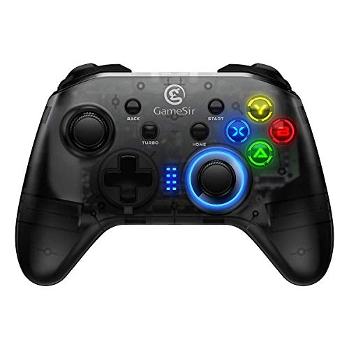 GameSir PC Game Controller T4, Wireless Gaming Controller for Windows 7 8 10, Rechargeable Dual Shock Gamepad Joystick, Semi-Transparent Design with LED Backlight